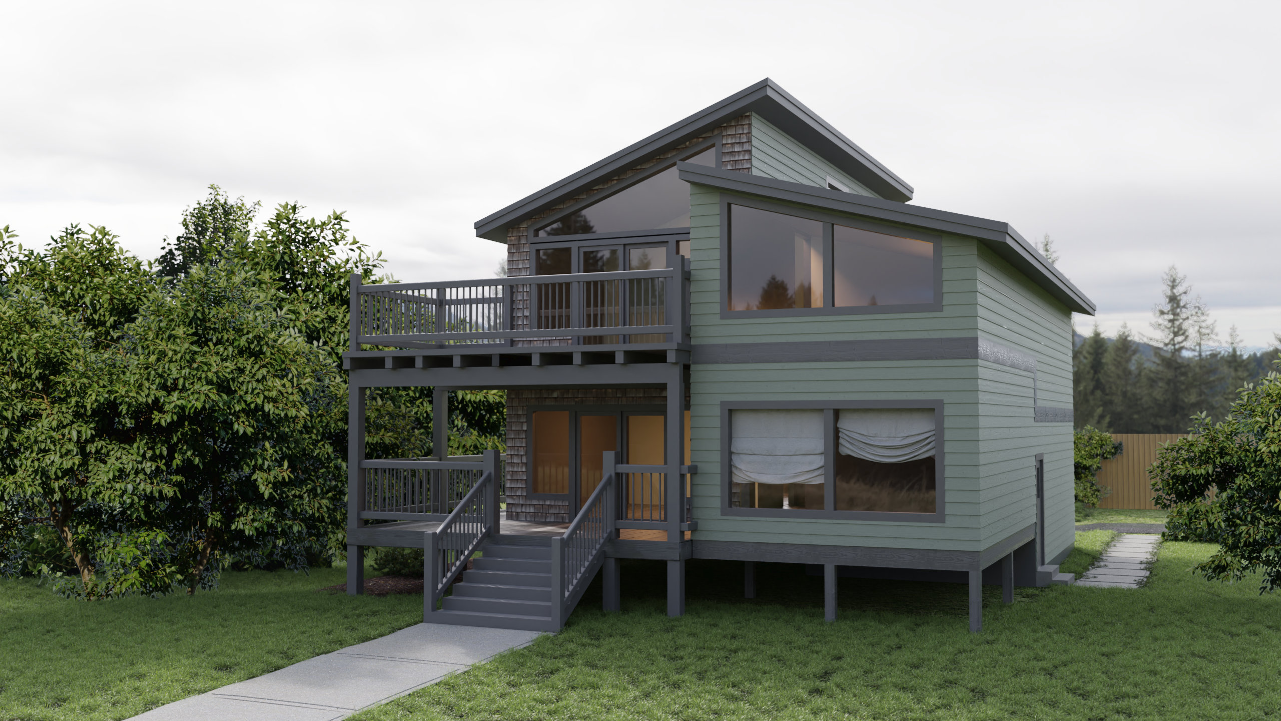 3d model rendering of single family home back
