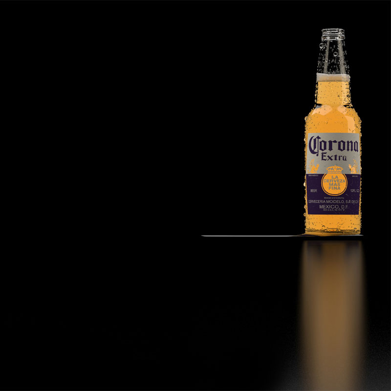 rendering of a beer bottle with a black background