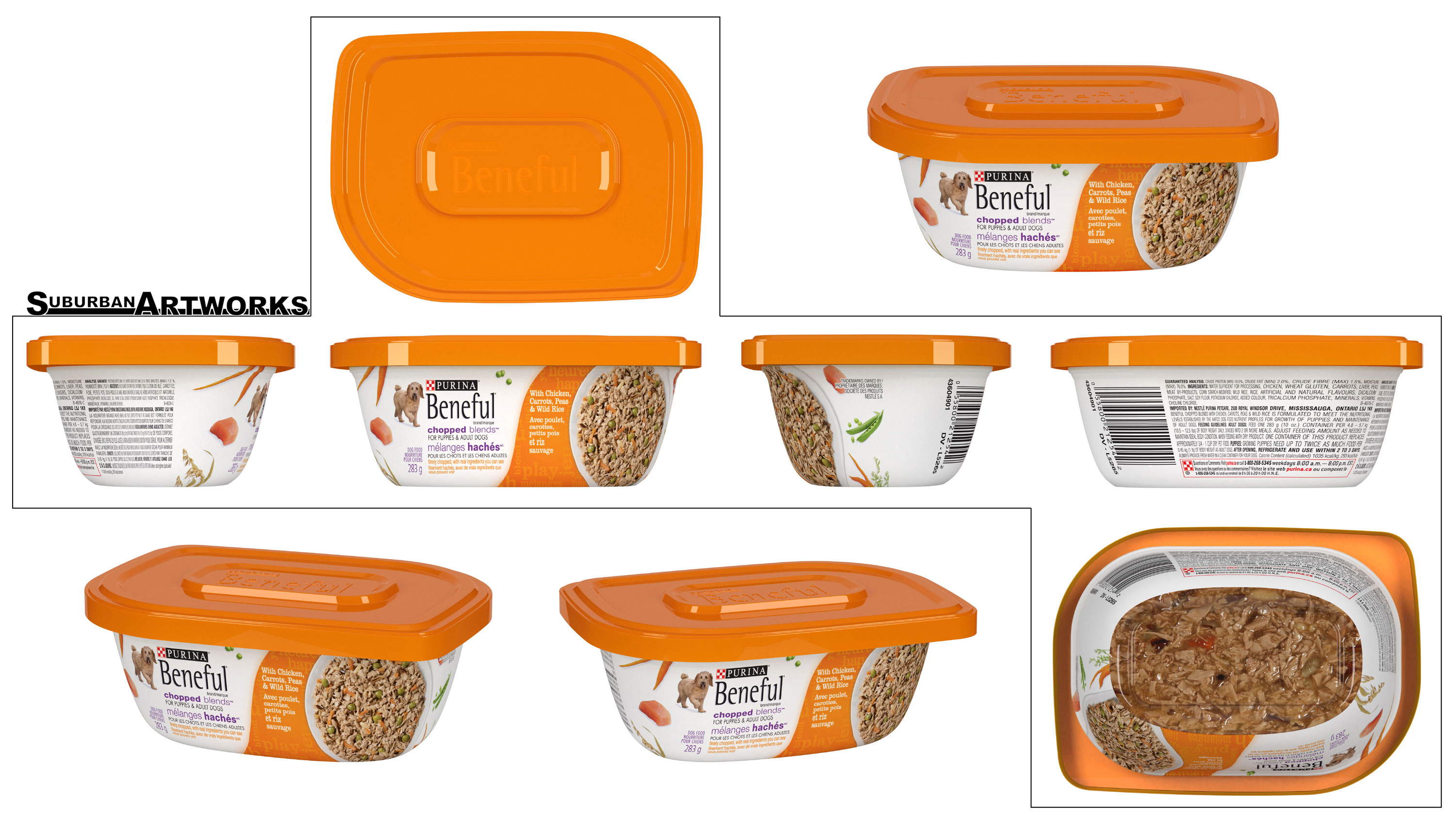 3d cpg rendering of a tub of dog food