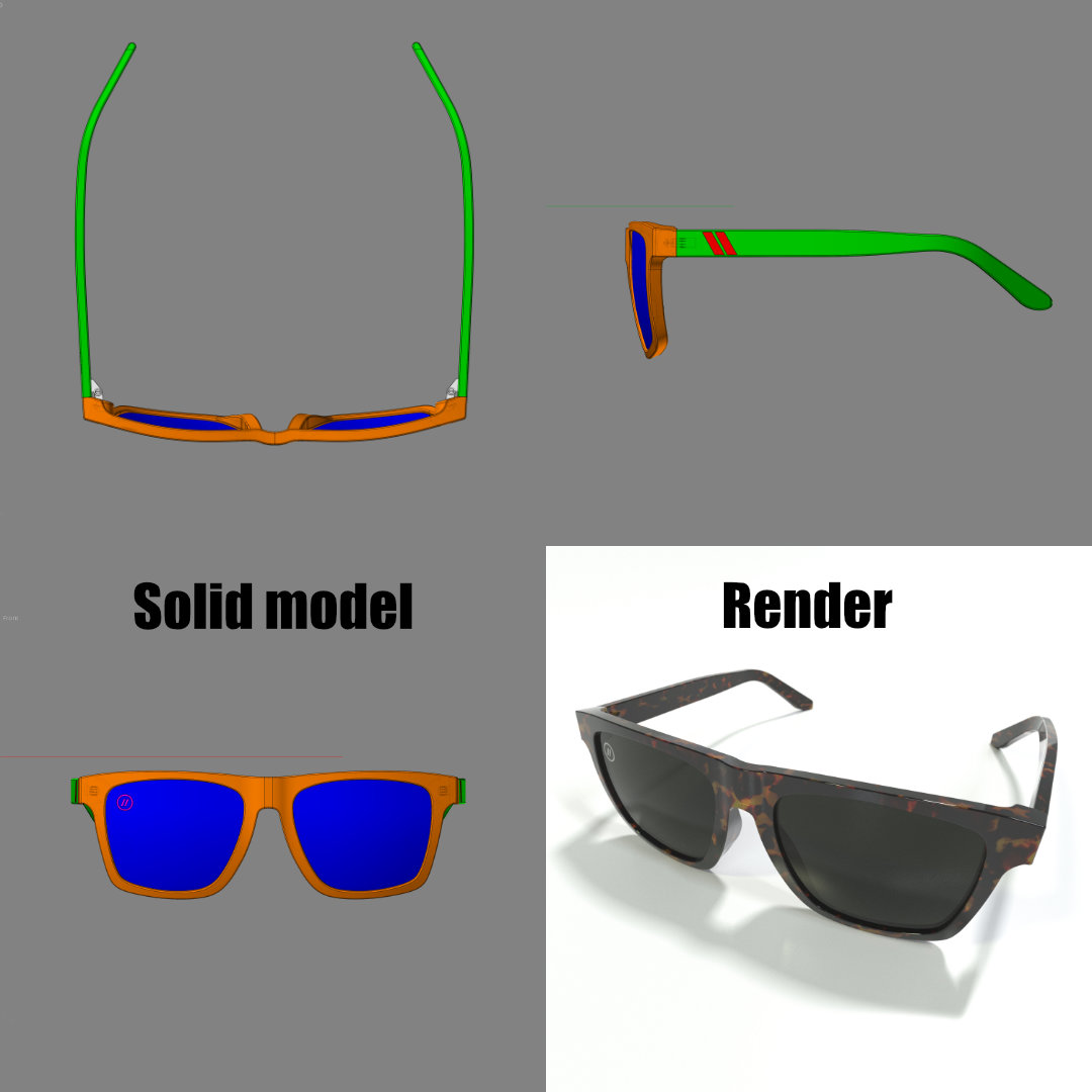 3d  nurbs model and virtual rendering of sunglasses